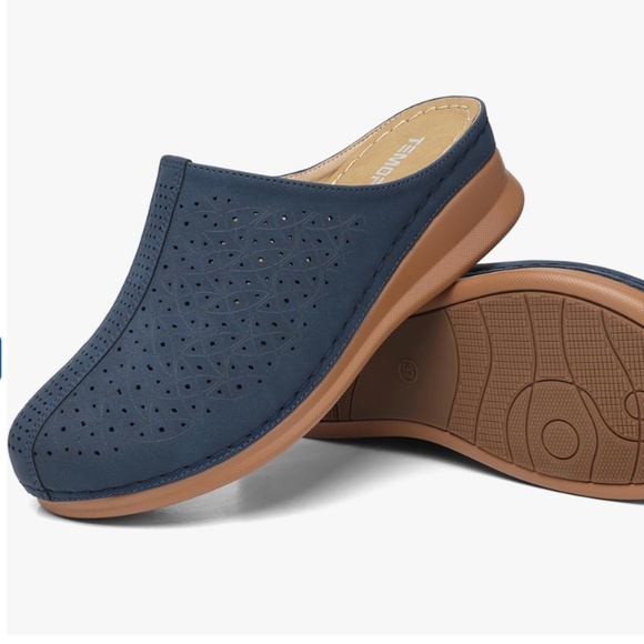 Temofon Clogs for Women Mules Slip-On: Closed Toe Sandals Size 8 Blue - Picture 11 of 12